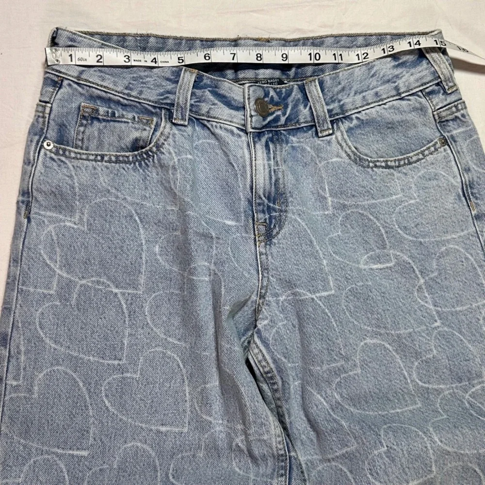 Aeropostale Blue Baggy Wide Leg Jeans Womens‎ 2 Regular All Over Hearts 30x32